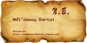 Nádassy Bartal névjegykártya